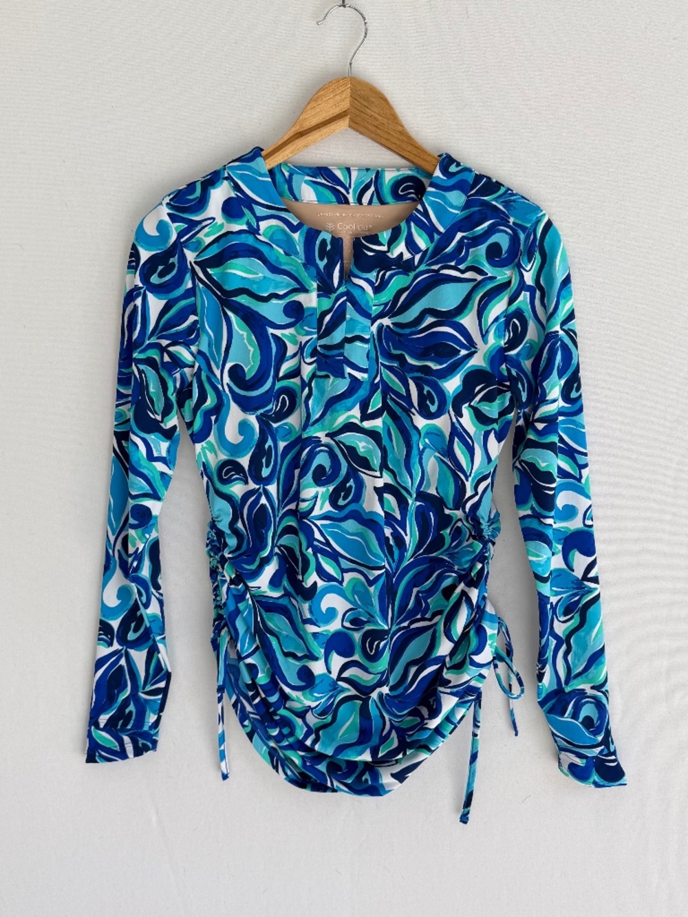 COOLIBAR Women’s Small Hokulani Ruche Swim Shirt 1/4 Zip Long Sleeve